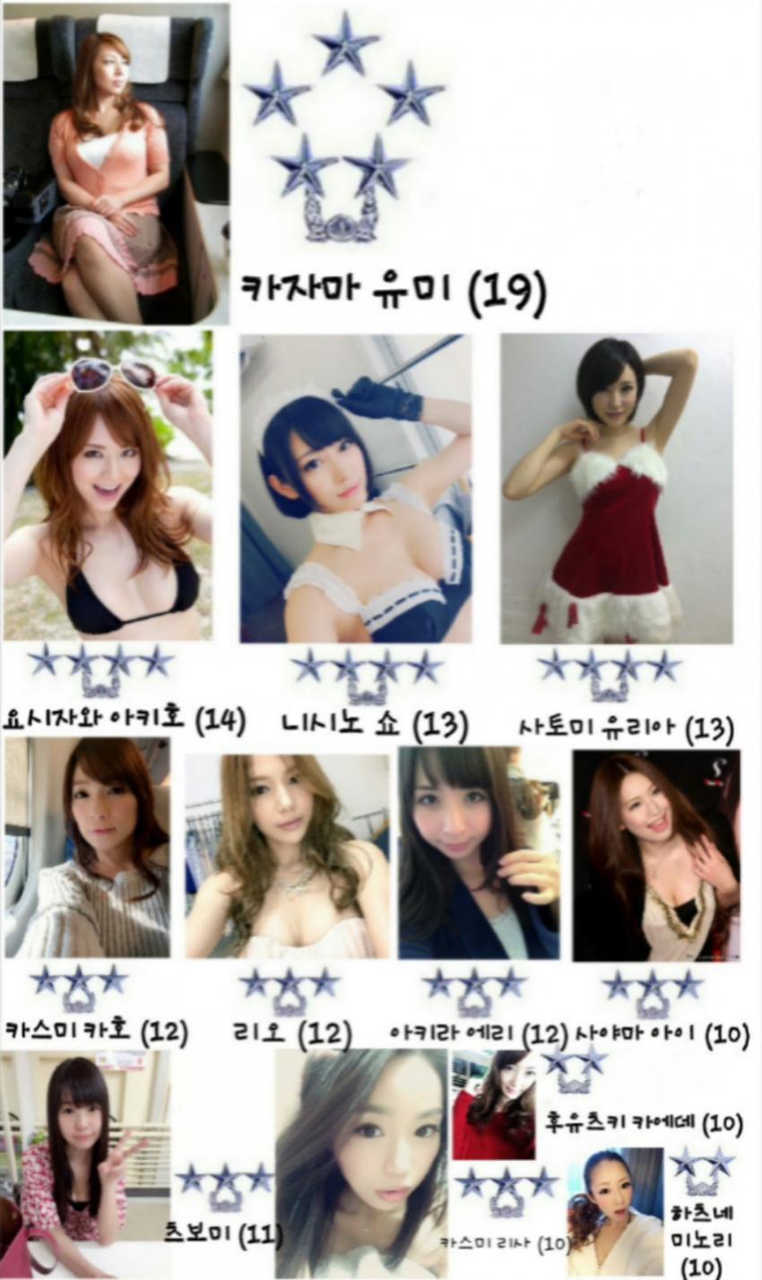 2016 AV배우 군대 계급표