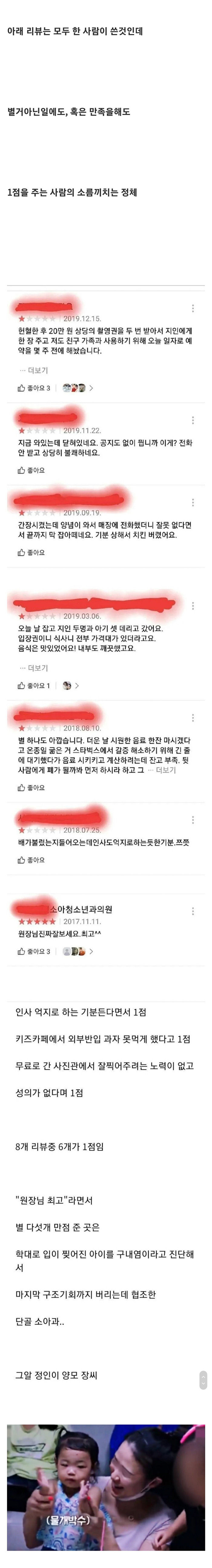 모든 리뷰 1점을 주는 사람의 정체