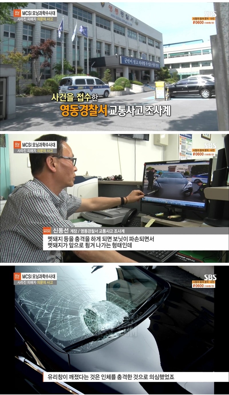 산짐승을 치었다는 사고 운전자