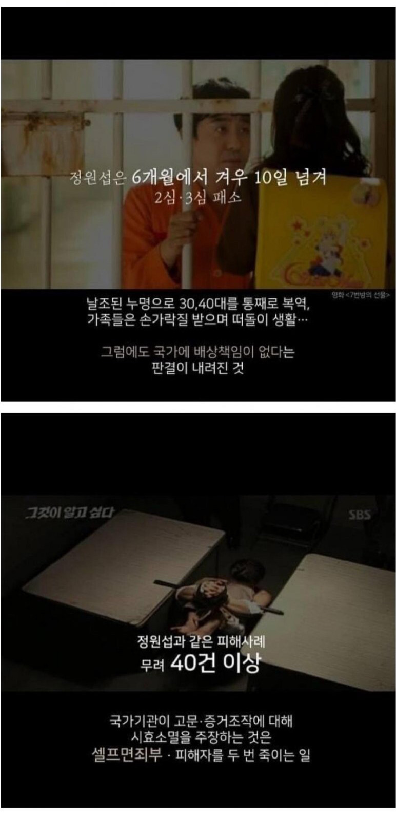 7번방의 선물 실제 주인공 사망