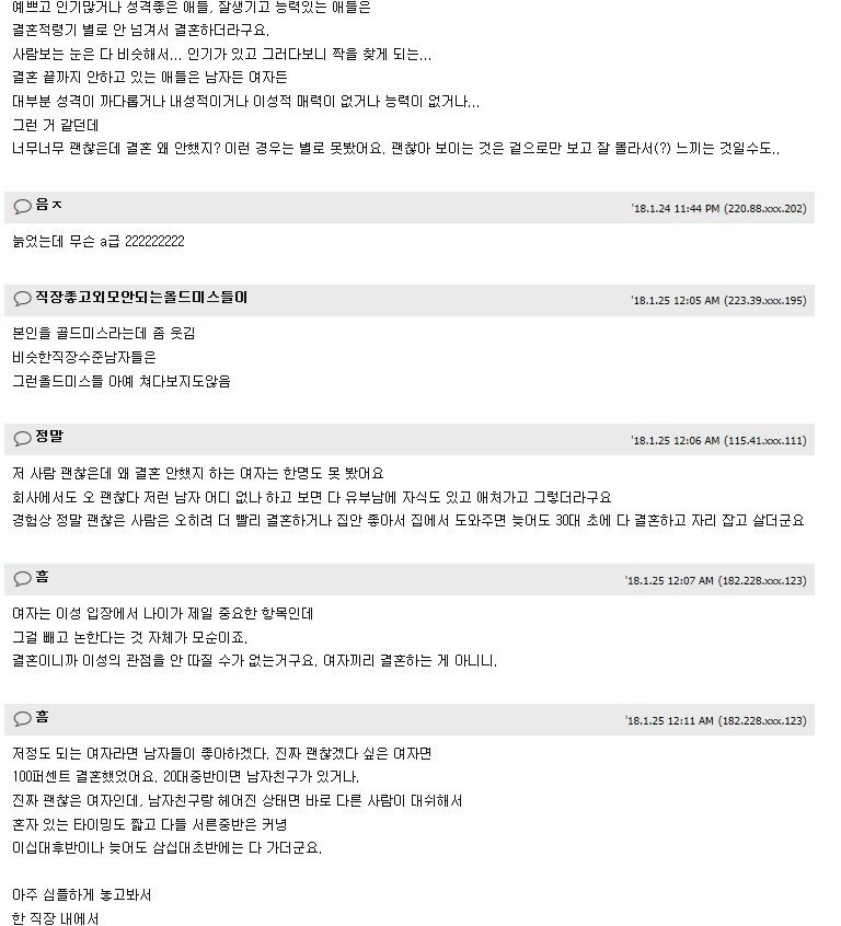 노처녀는 A급만 노총각은 B급만