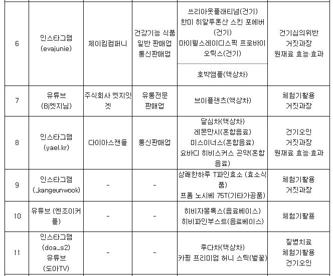 유명 유튜버 7인 등 15명 허위과대 광고 적발