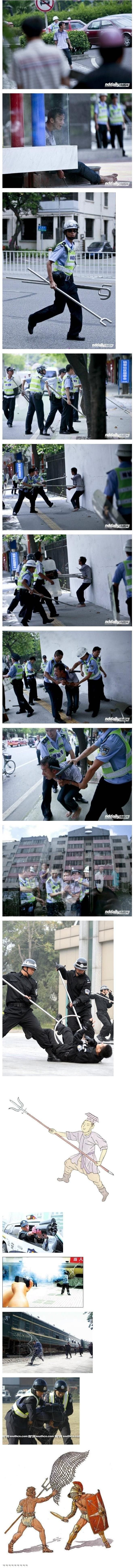 중국에서 칼부림 제압하는 법