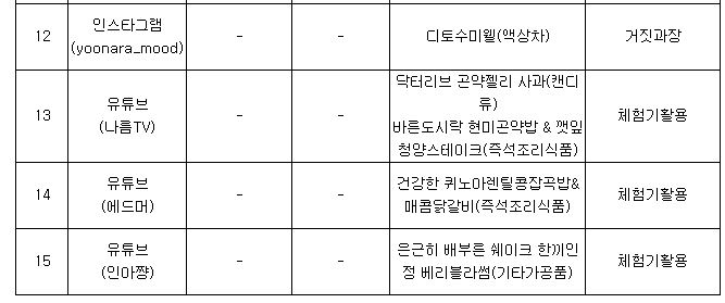 유명 유튜버 7인 등 15명 허위과대 광고 적발