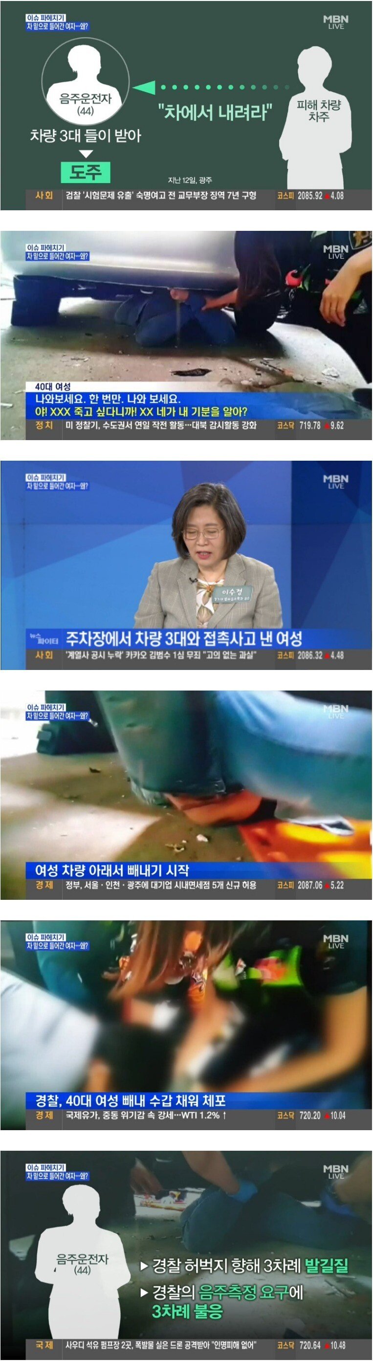 차 밑으로 들어간 여자