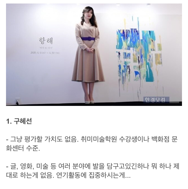 현직 미술작가가 평가한 구혜선, 하정우, 솔비