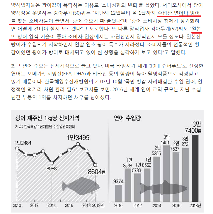 국민횟감 광어의 몰락