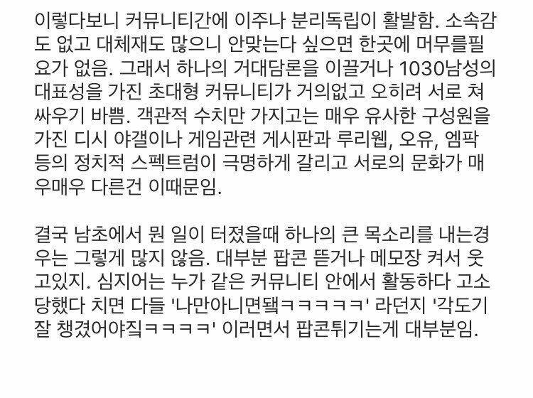 남초와 여초 커뮤니티의 차이점