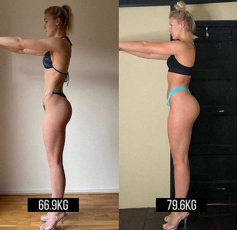 여자 벌크업(약 13키로 증량) 전후