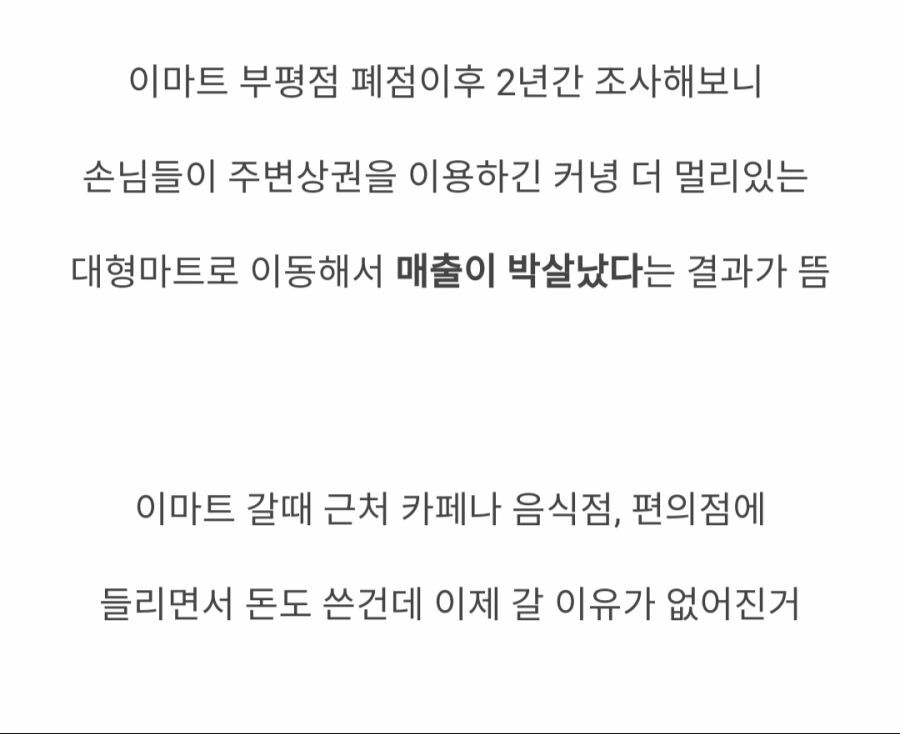 동네상권 죽인다는 대형마트가 망한 후