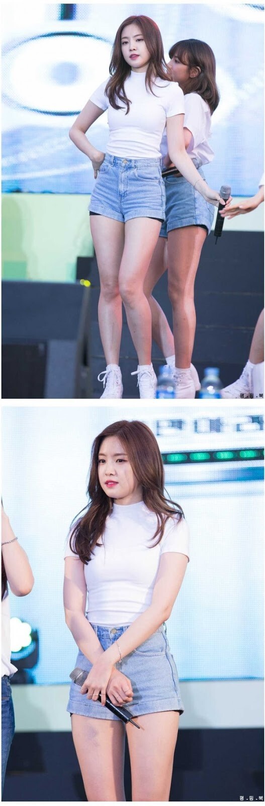 손나은 흰티에 청숏팬츠