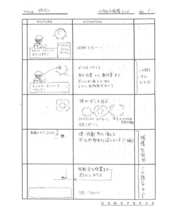포켓몬스터 만화 개발 당시 제작노트