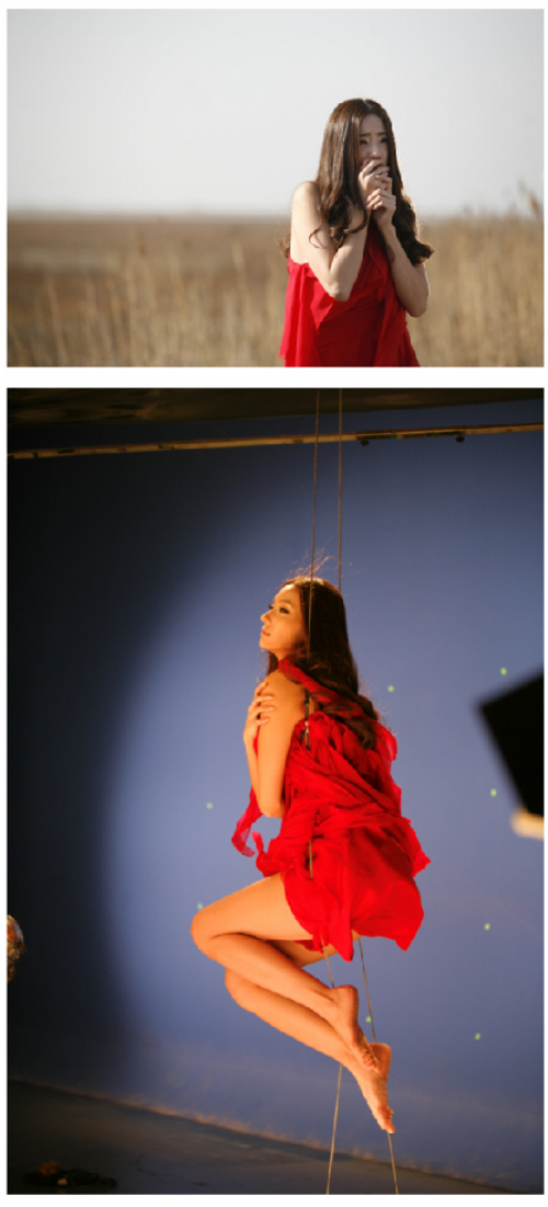 케이블 줄에 메달린 한채영