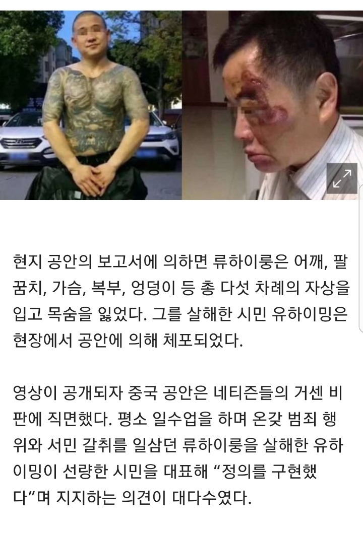 칼 들고 덤벼든 조폭 살해한 시민