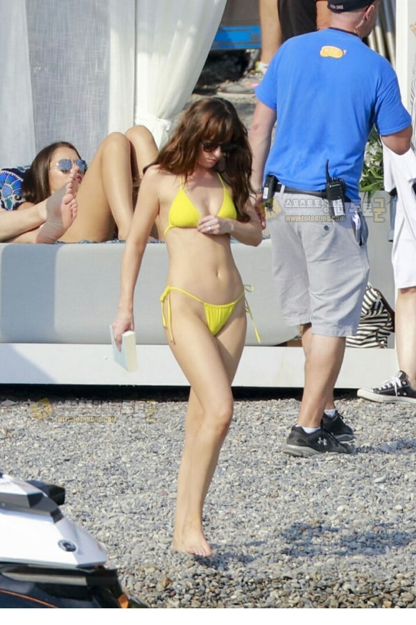 먹튀검증 토토군 포토 노란 비키니 입은 다코타 존슨